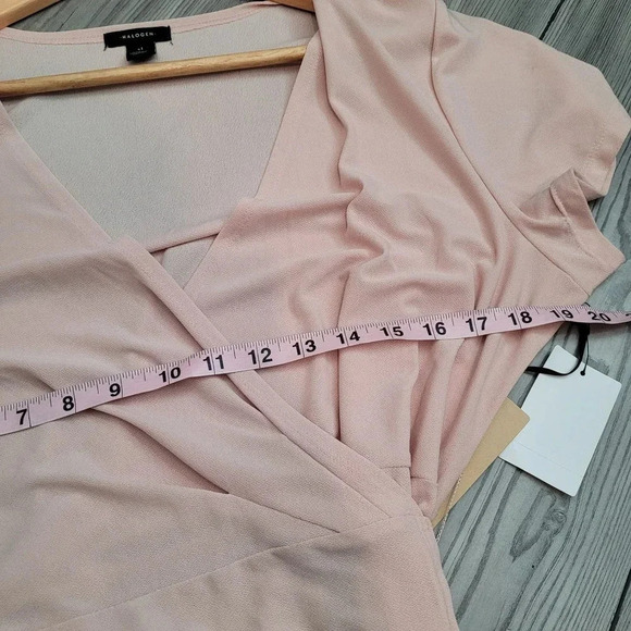 NWT Halogen Women's Wrap Dress Size XL Pink Polyester Solid Long Sleeves V-Neck - Picture 11 of 13